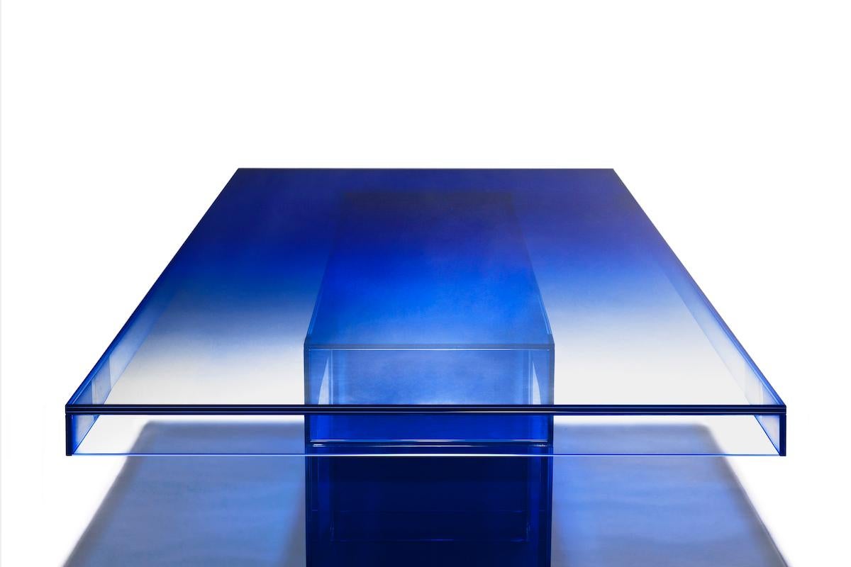Null Blue Glass Clear Transition Color Dining Table by Studio Buzao Customizable In New Condition For Sale In Beverly Hills, CA