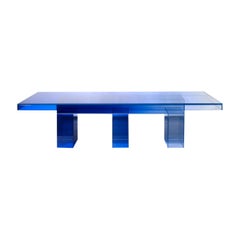 Null Blue Glass Clear Transition Color Dining Table by Studio Buzao Customizable
