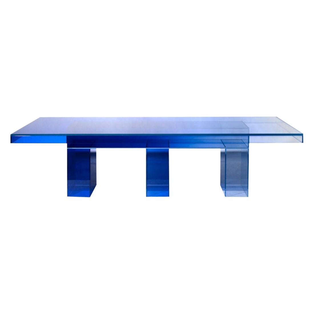 Null Blue Glass Clear Transition Color Dining Table by Studio Buzao Customizable