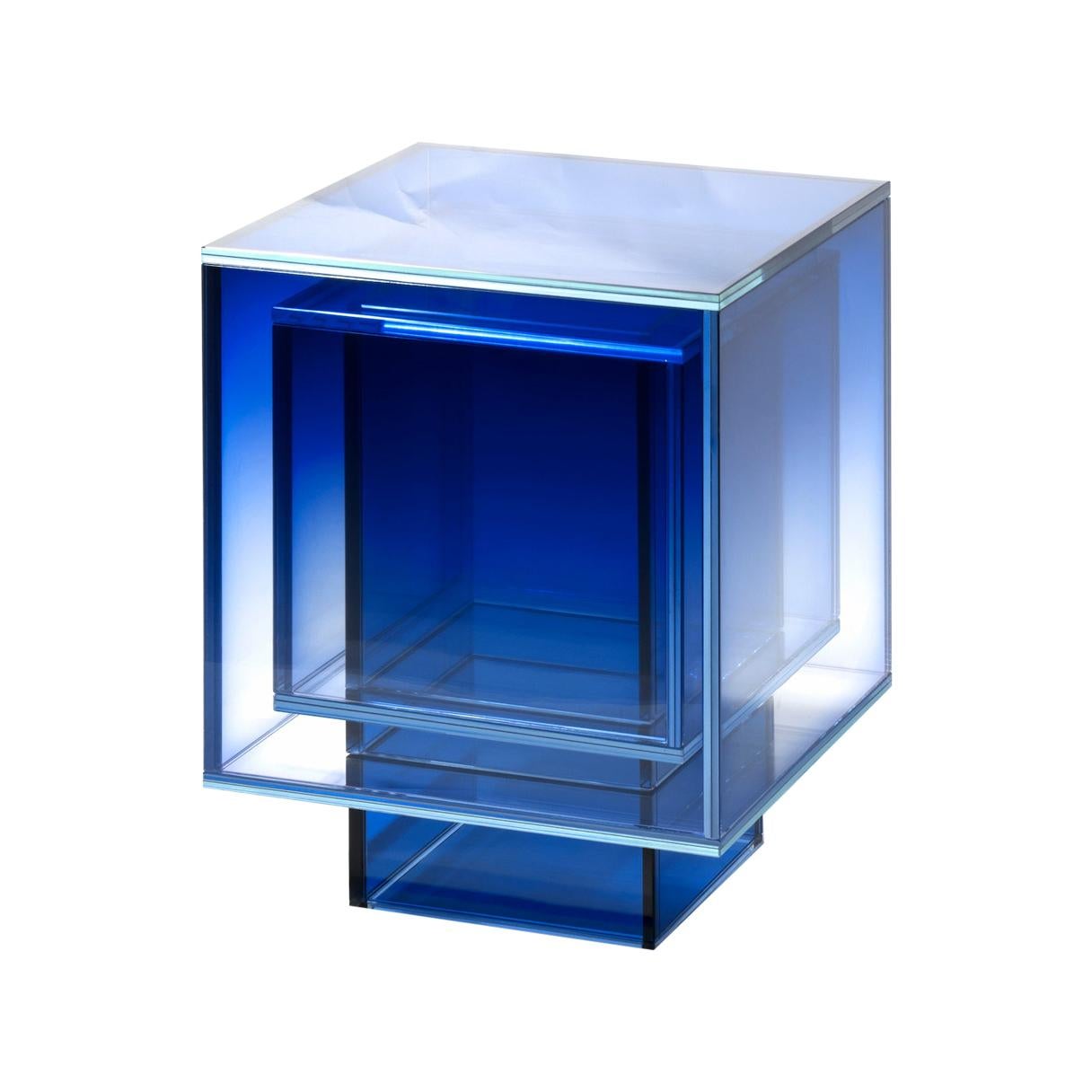 Null Blue Glass Clear Transition Color Square Table by Studio Buzao Customizable