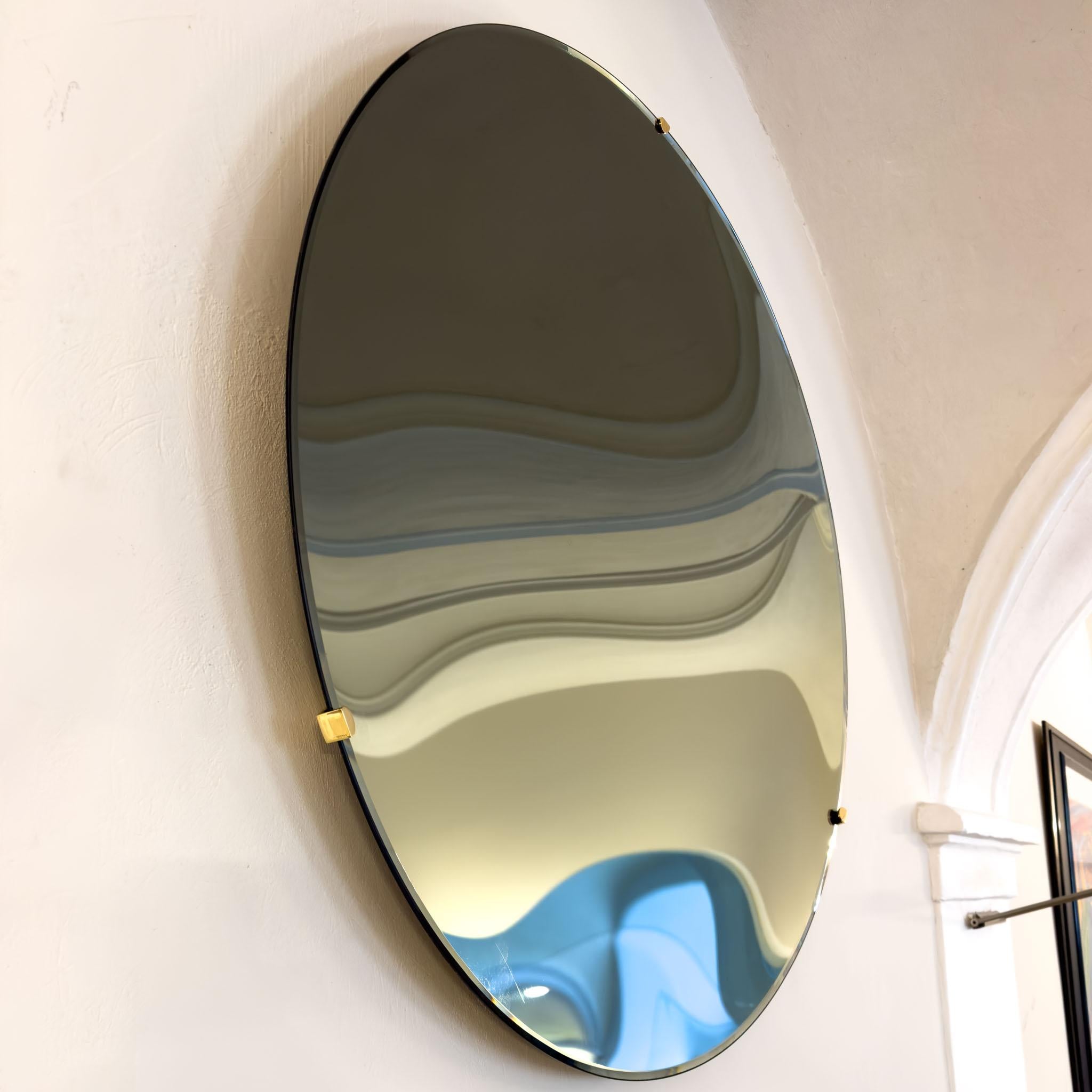 Blue Glass Concave Wall Mirror, Italy 21st Century For Sale 1