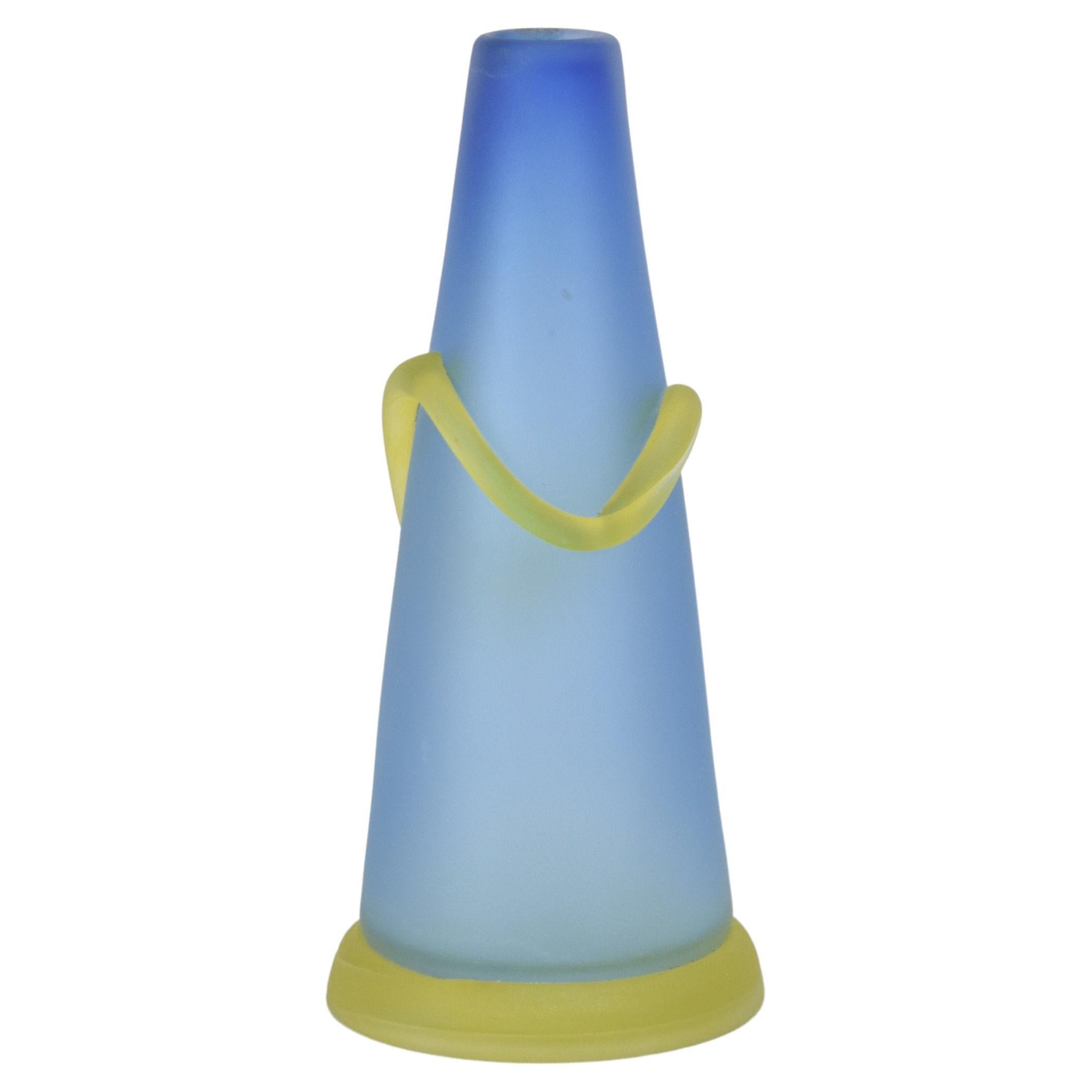 Murano Glass Vase on TruncatedCone Base, Cognac and Gold Coloration