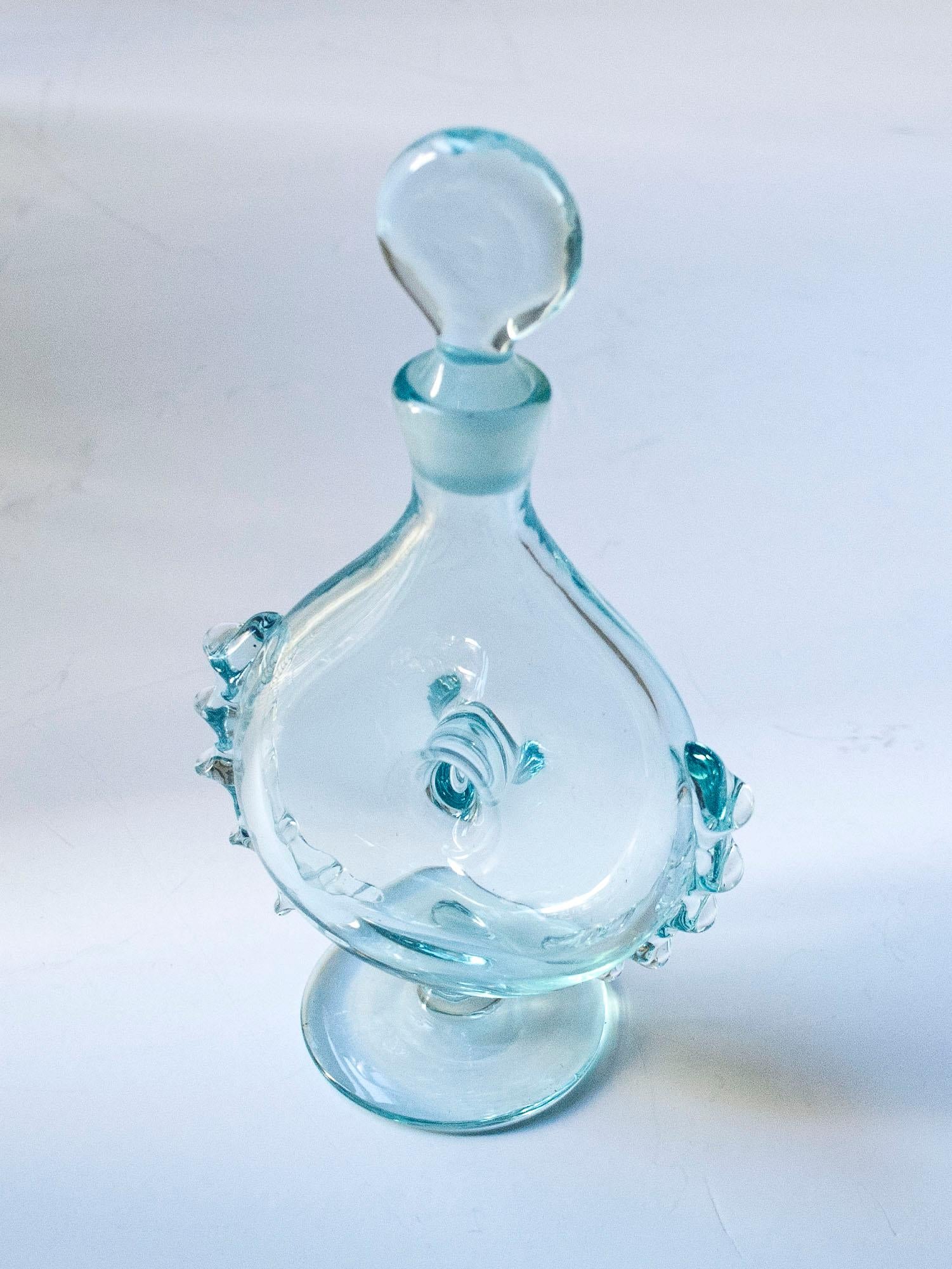 Carafe en verre bleu de Reijmyre Glassworks, Suède, c.1950 en vente 1