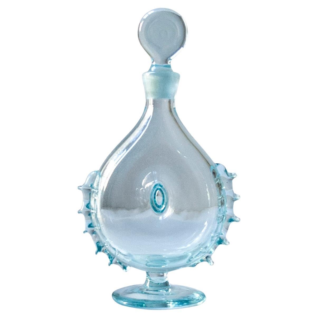 Carafe en verre bleu de Reijmyre Glassworks, Suède, c.1950