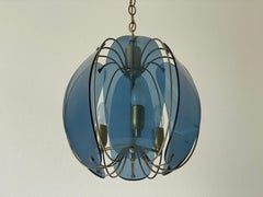 Blue Glass Exclusive Italian Design Ceiling Lamp by VECA, 1960s, Italy
