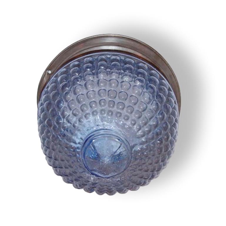 Blue Glass Flush Mounted Light In Good Condition For Sale In New York, NY