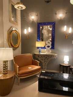 Blue Glass Framed Mirror, Italy, 2018