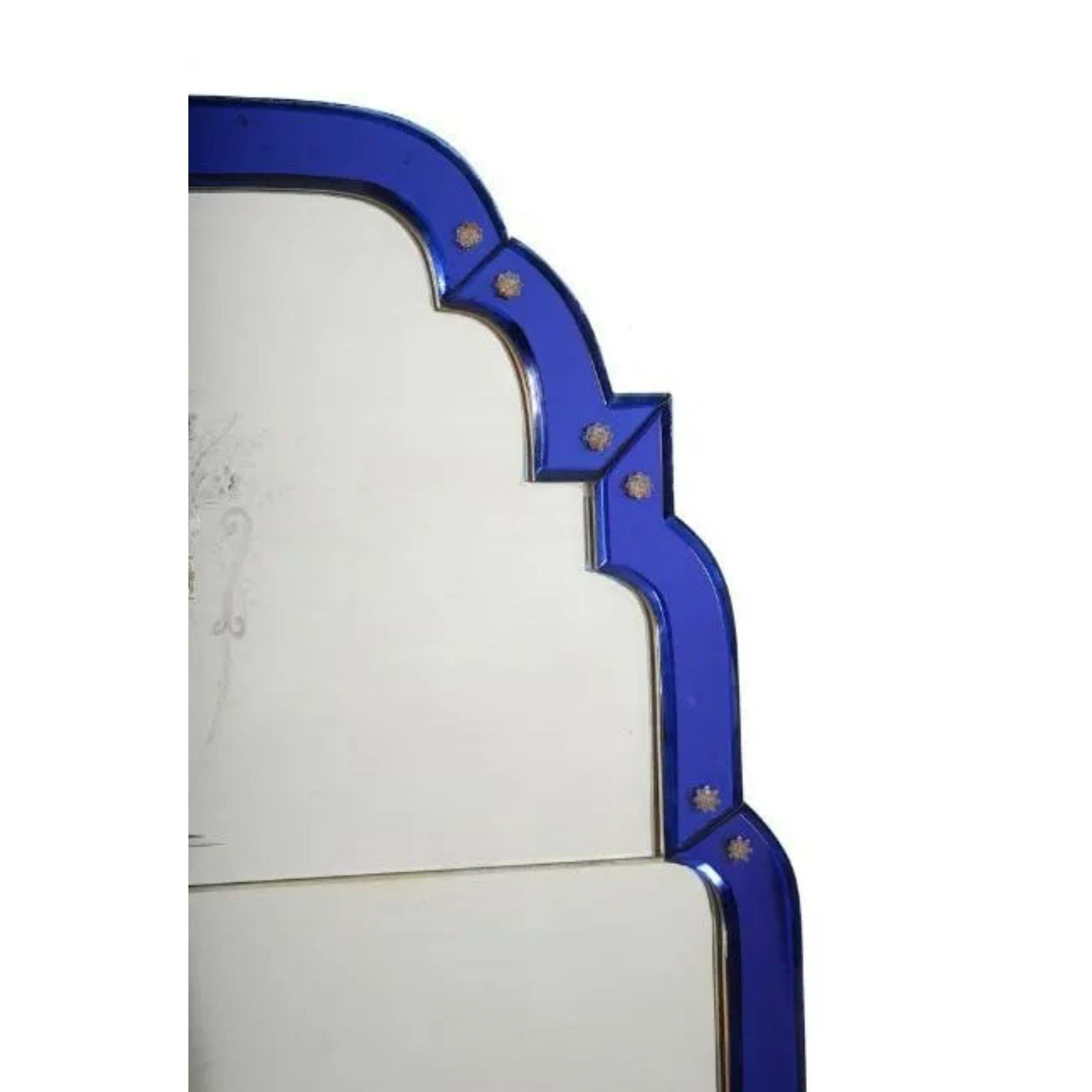 Italian Blue Glass Framed Pier Mirror For Sale