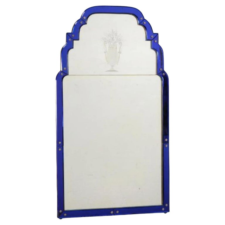 Blue Glass Framed Pier Mirror For Sale at 1stDibs