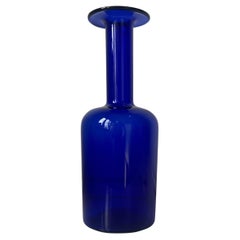 Vintage Blue Glass Gulvase by Otto Braueer for Holmegaard