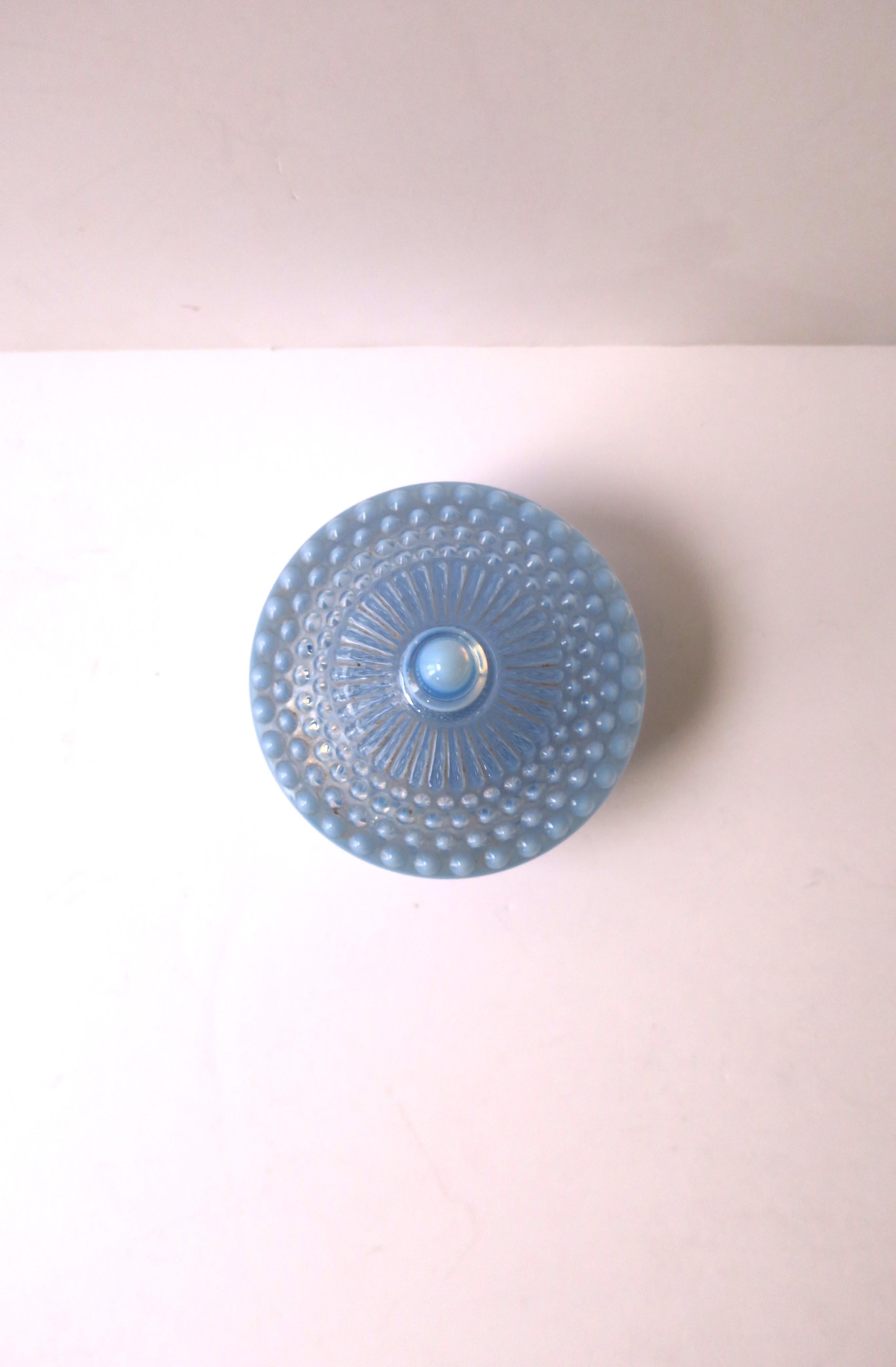 Victorian Blue Glass Hobnail Box For Sale