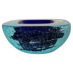 Blue Glass Italian Venini Ashtray Blue Glass Italian Venini Ashtray