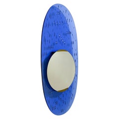 Blauer Glasspiegel von Ettore Sottsass für Santambrogio & de Berti, Italien, 1950er Jahre