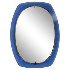 Blue Glass Mirror, Italy 1970s