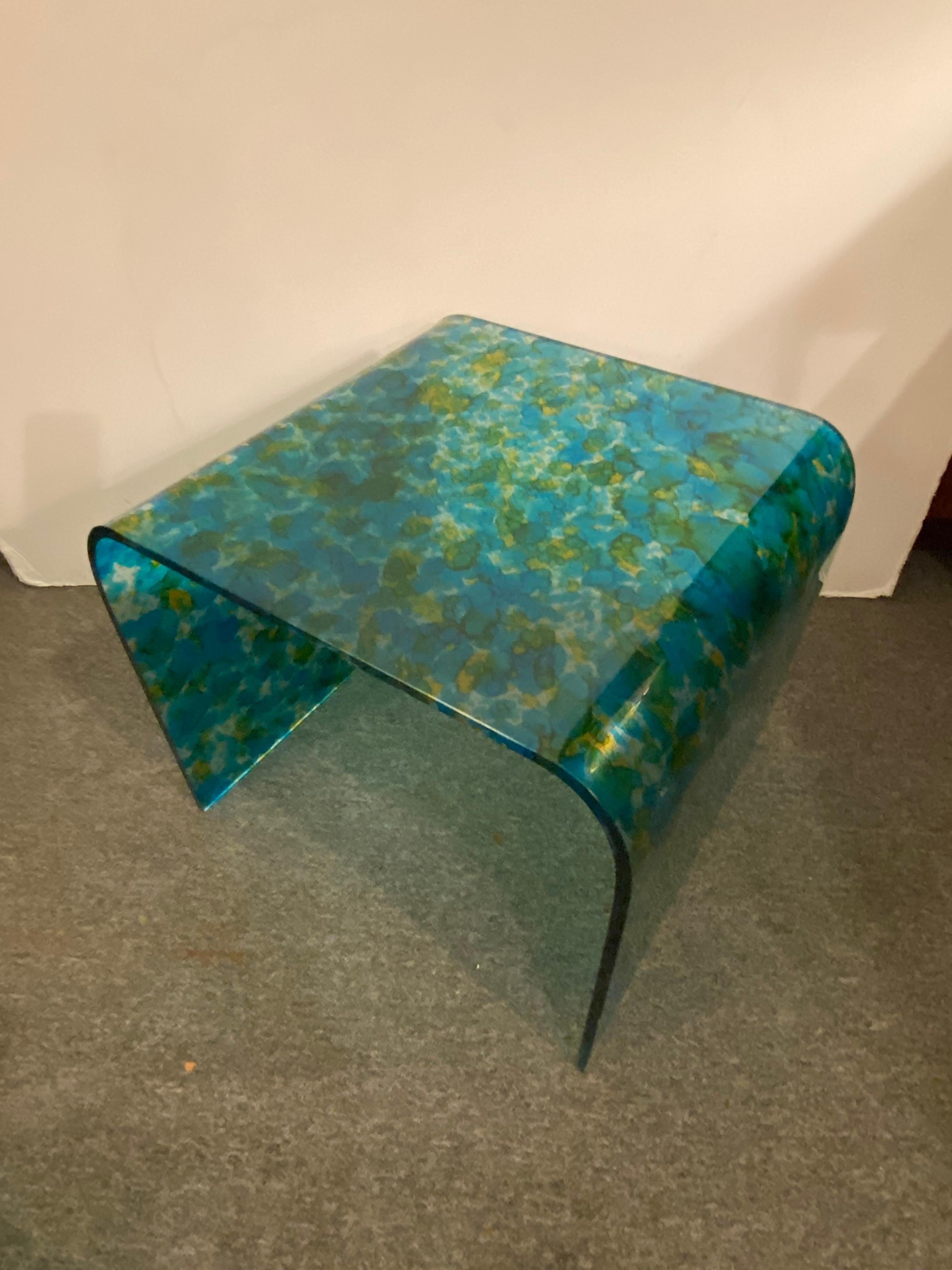 Late 20th Century Blue Glass nesting tables For Sale