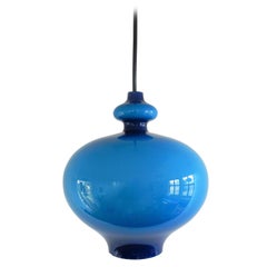 Blue Glass Pendant Lamp by Hans Agne Jakobsson for Svera, Sweden, 1960's
