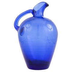 Blue Glass Pitcher - Monica Bratt Reijmyre Glassworks - Swedish Glass