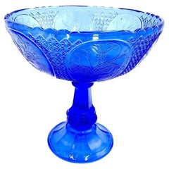 Blue Glass Platter, Poland, 1970s