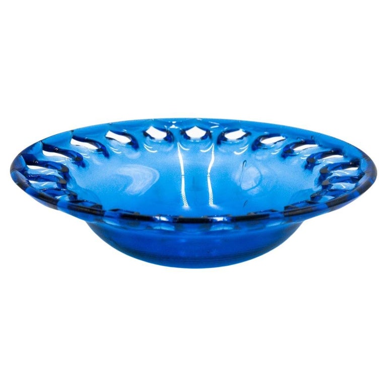 Blue Glass Platter, Poland, 1970s For Sale at 1stDibs