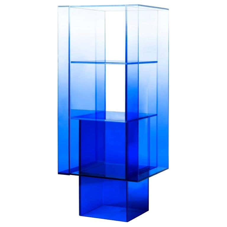Null Blue Glass Clear Transition Color Square Table by Studio Buzao ...