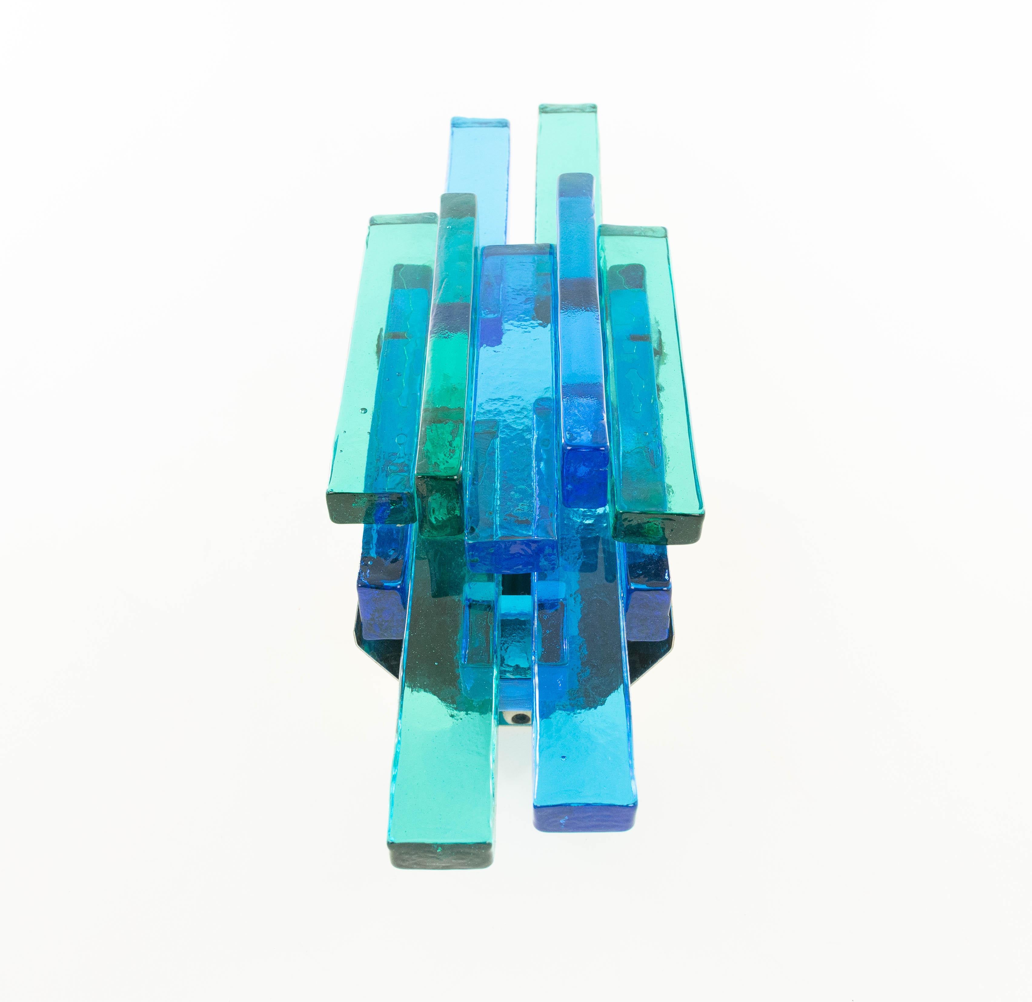 Mid-20th Century Blue Glass Skulptur Lampet Wall Lamp by Svend Aage Holm Sørensen, 1960s For Sale
