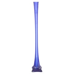 Solitaire en verre bleu, pot à fleurs
