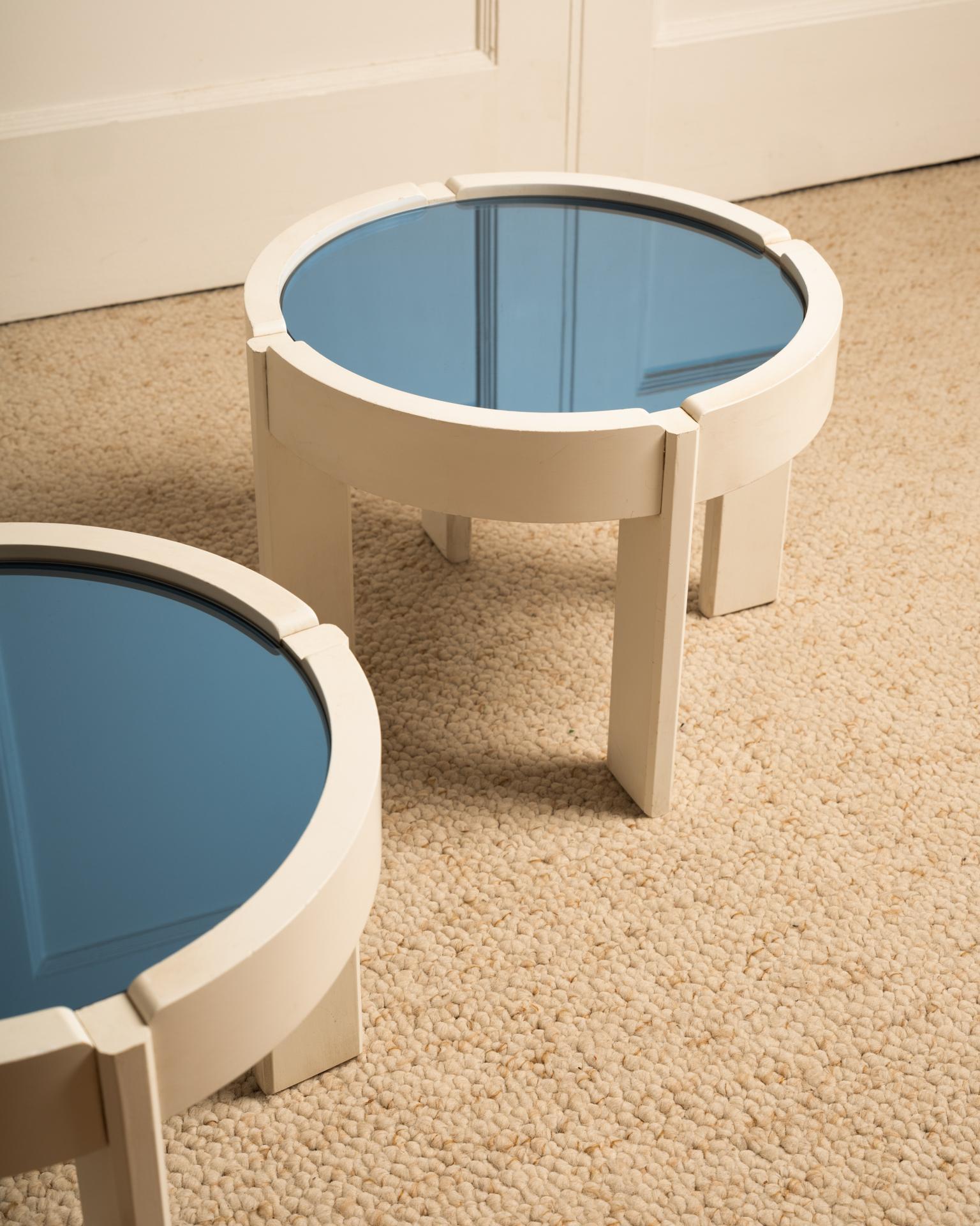 Mid-Century moderno Tavoli in vetro blu - Italia anni '70 in vendita