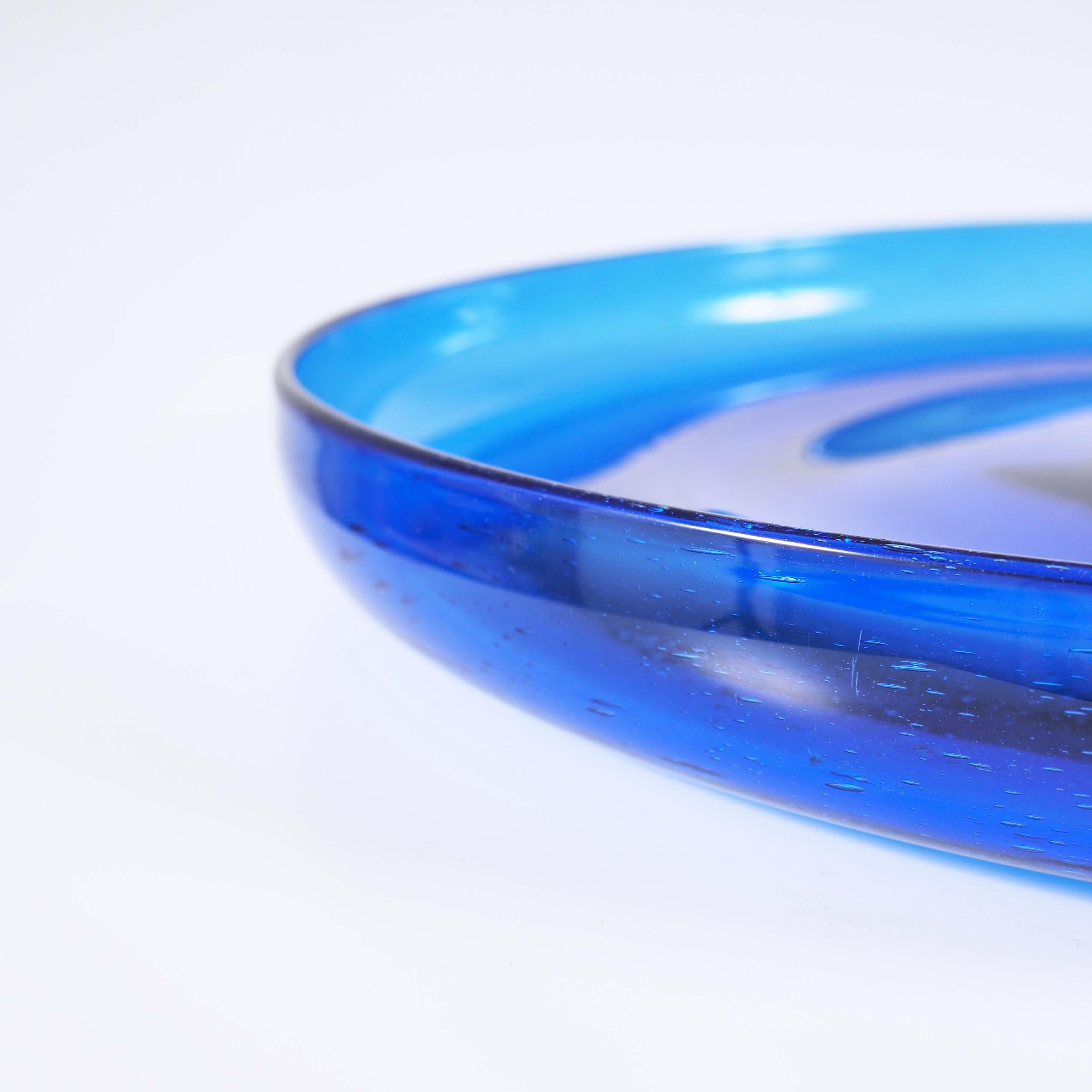 Art Glass Blue Glass Tray by Erik Höglund, Boda, Sweden