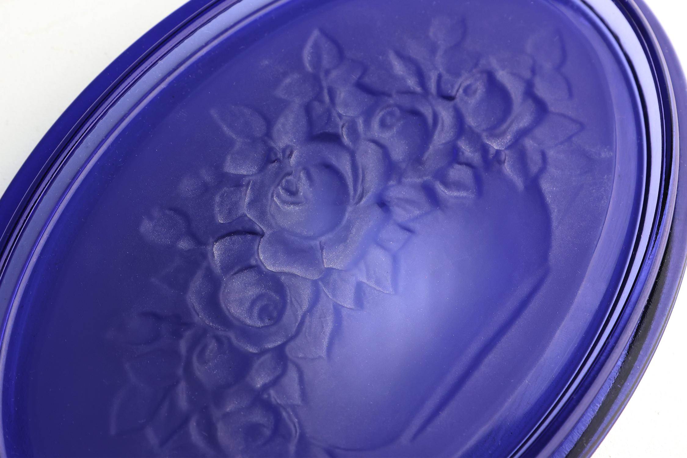 Vidrio azul Val Saint Lambert Vide-Poche, Bélgica ca. 1900 Belga en venta