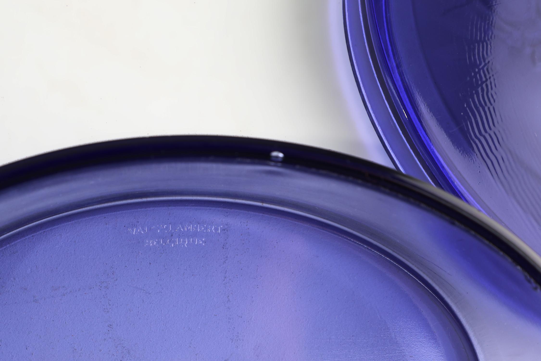 Vidrio azul Val Saint Lambert Vide-Poche, Bélgica ca. 1900 en Bueno estado para la venta en Meulebeke, BE