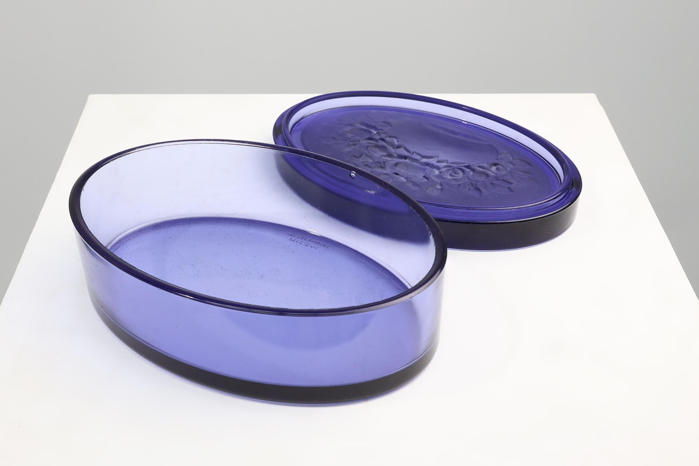 Vidrio azul Val Saint Lambert Vide-Poche, Bélgica ca. 1900 en venta 1