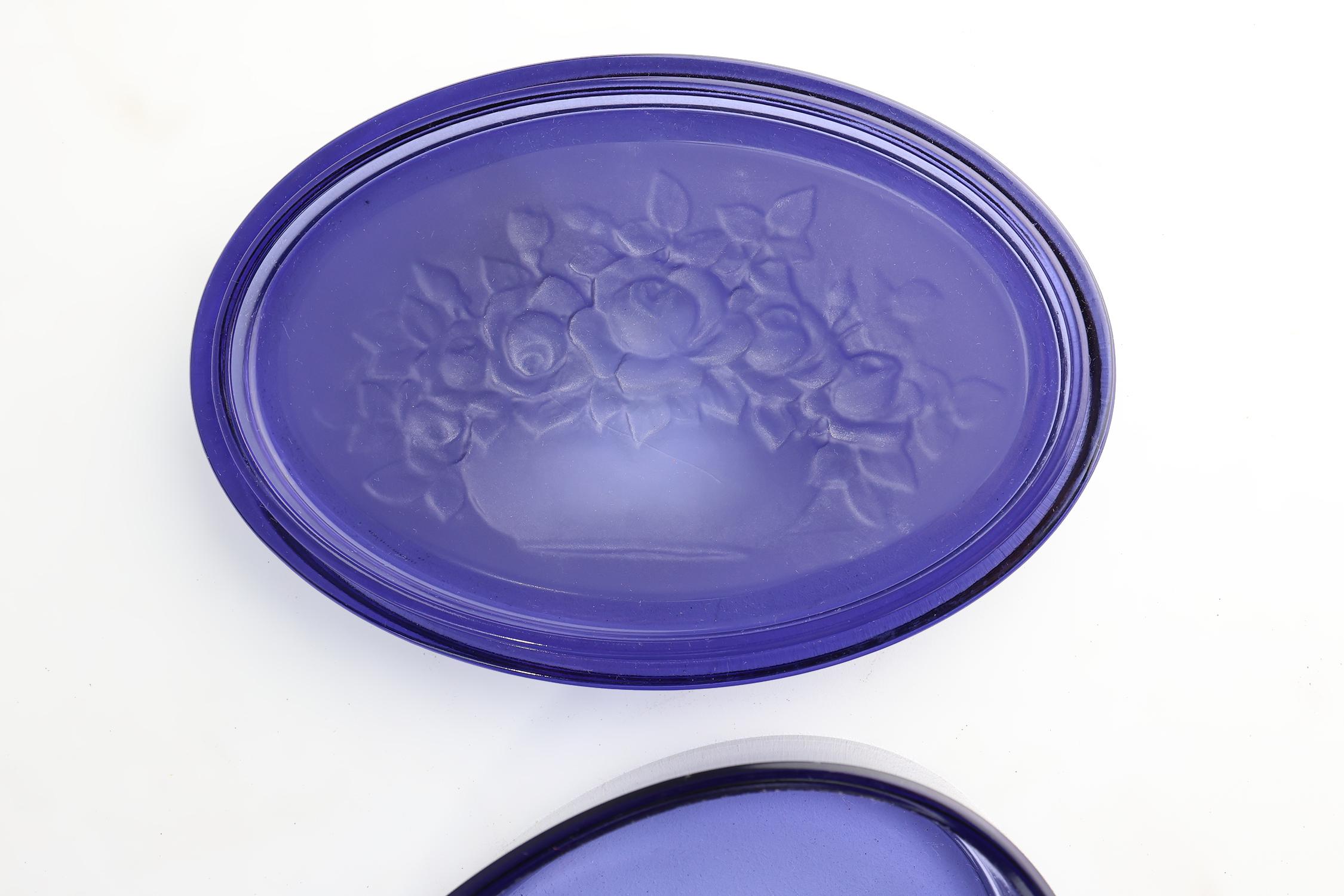 Vidrio azul Val Saint Lambert Vide-Poche, Bélgica ca. 1900 en venta 2