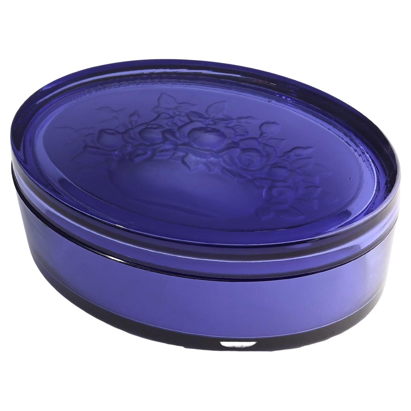 Vidrio azul Val Saint Lambert Vide-Poche, Bélgica ca. 1900 en venta