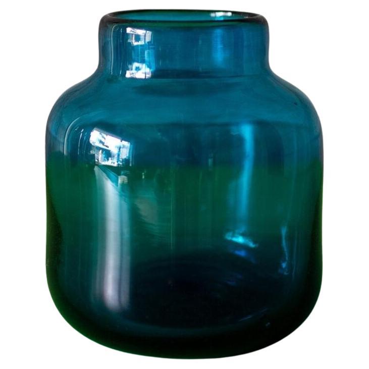 Blue Glass Vase by Claude Morin, France, 1970s, simple design vase