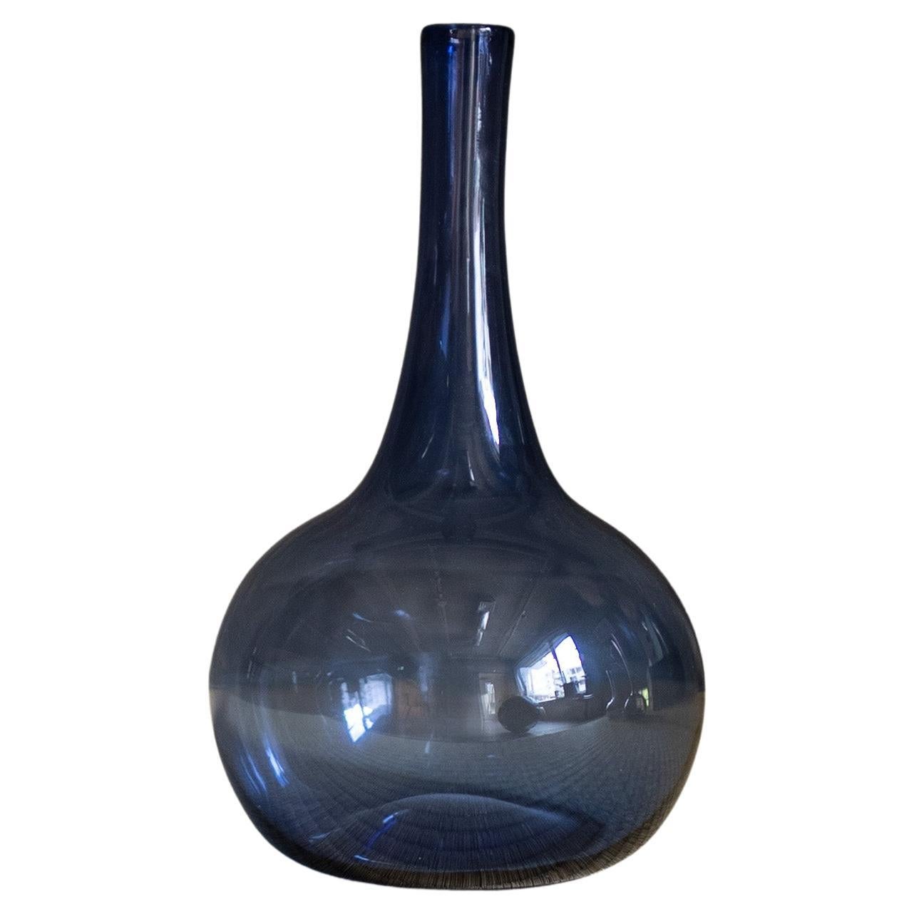 Blue Glass Vase by Claude Morin, France, 1970s