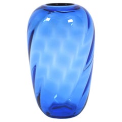 Vase en verre bleu de Monica Bratt pour Reijmyre Glasbruk, années 1930