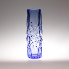 Blue Glass Vase by Pavel Hlava for Novy Bor Crystalex Czechoslovakia, 1960s