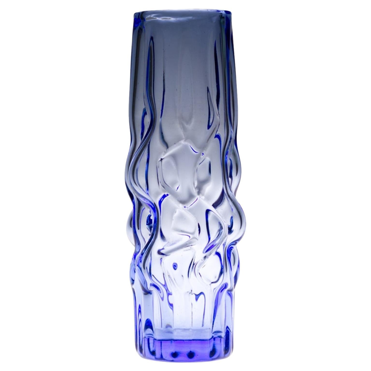 Blue Glass Vase by Pavel Hlava for Novy Bor Crystalex Czechoslovakia, 1960s