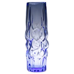 Blue Glass Vase by Pavel Hlava for Novy Bor Crystalex Czechoslovakia, 1960s