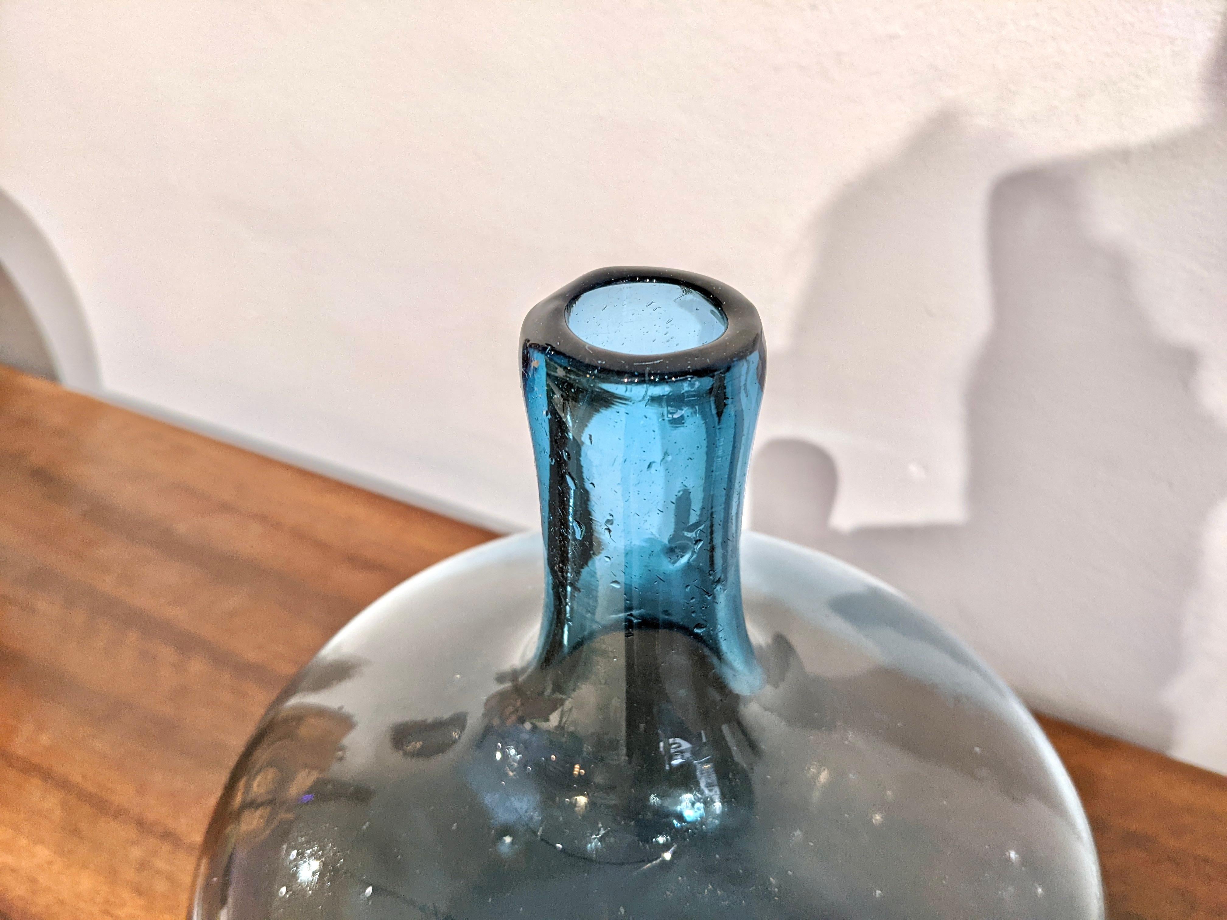 Mid-Century Modern Blue glass vase, Claude Morin For Sale