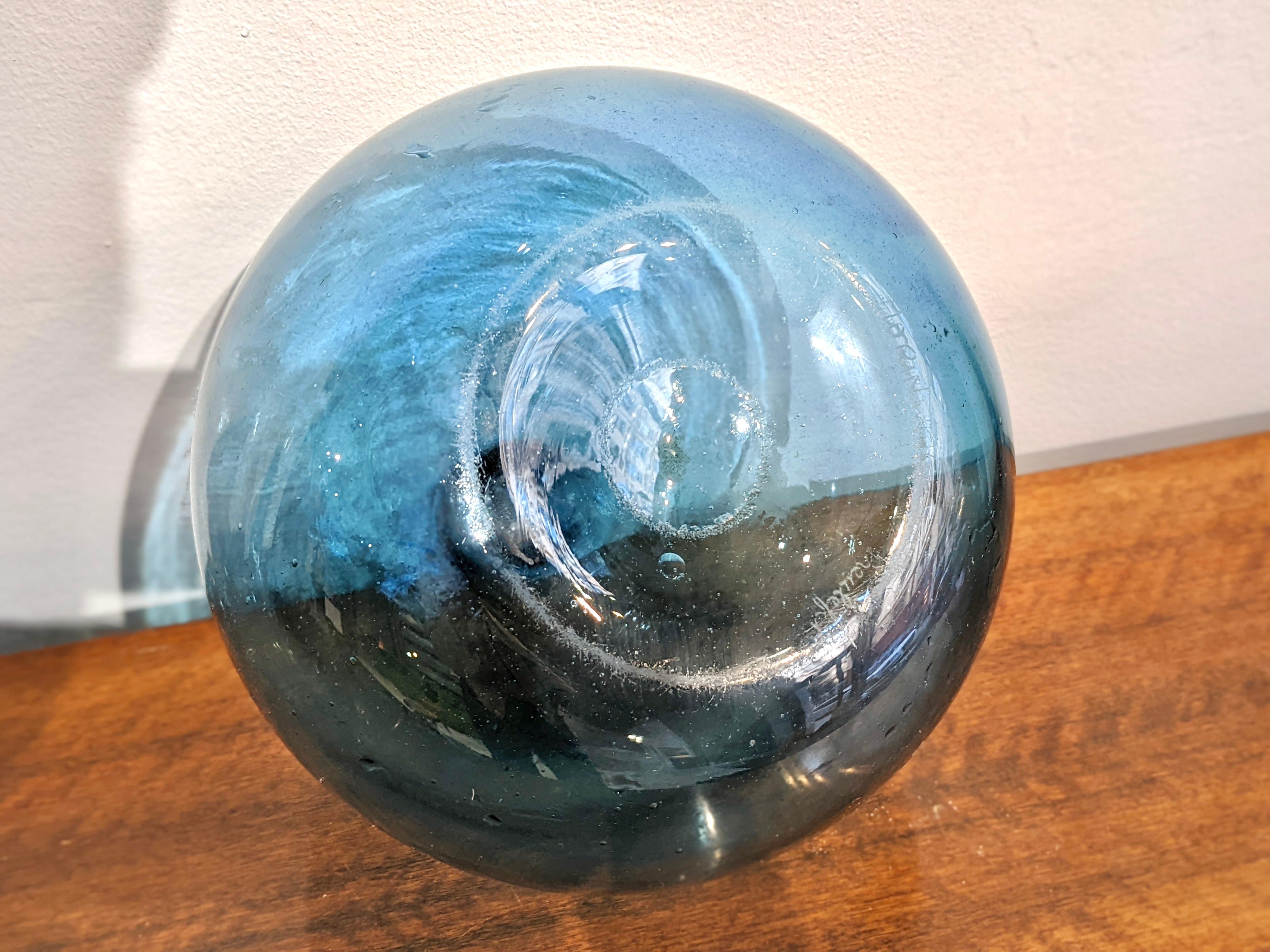 Mid-20th Century Blue glass vase, Claude Morin For Sale