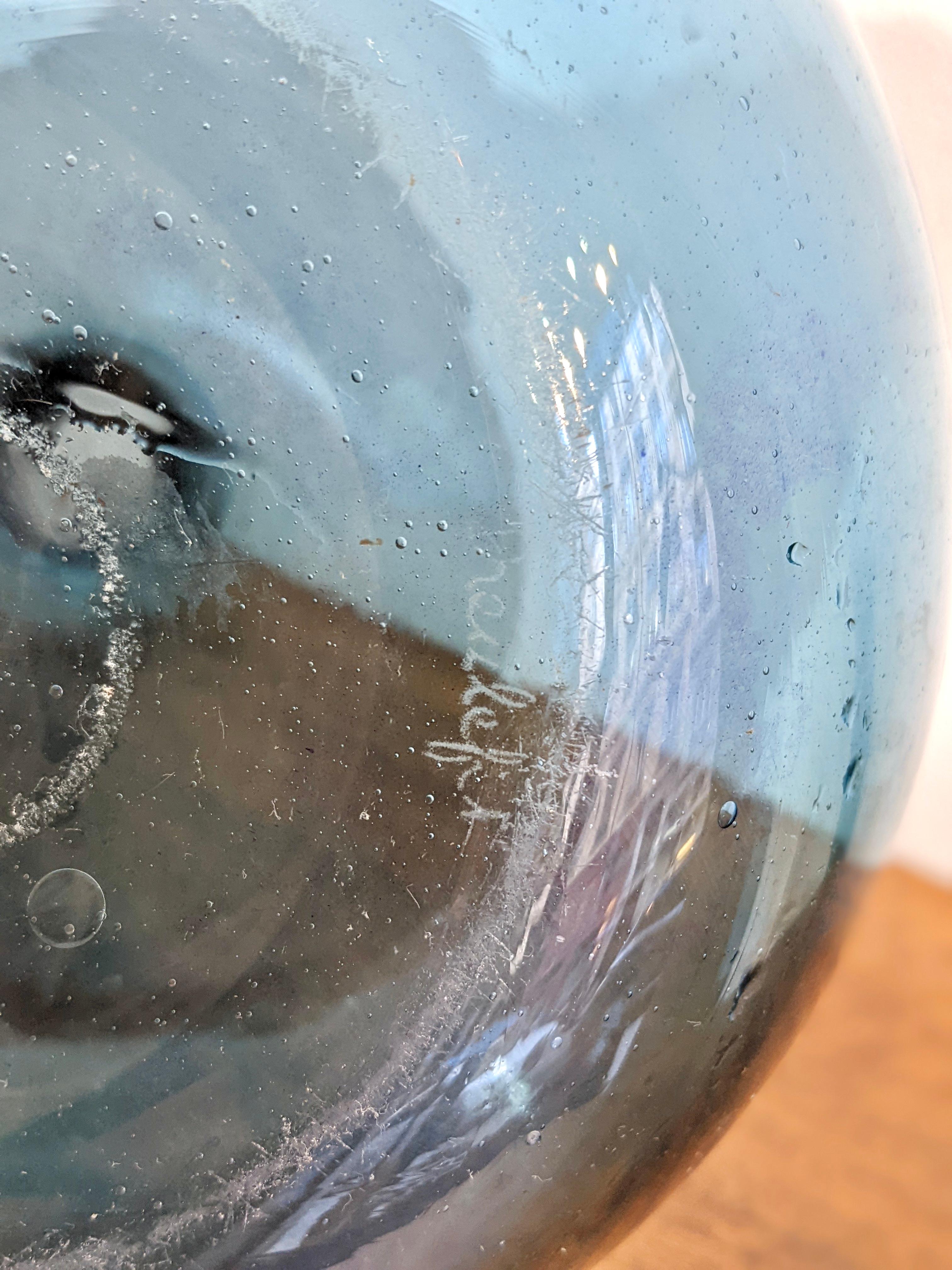Glass Blue glass vase, Claude Morin For Sale