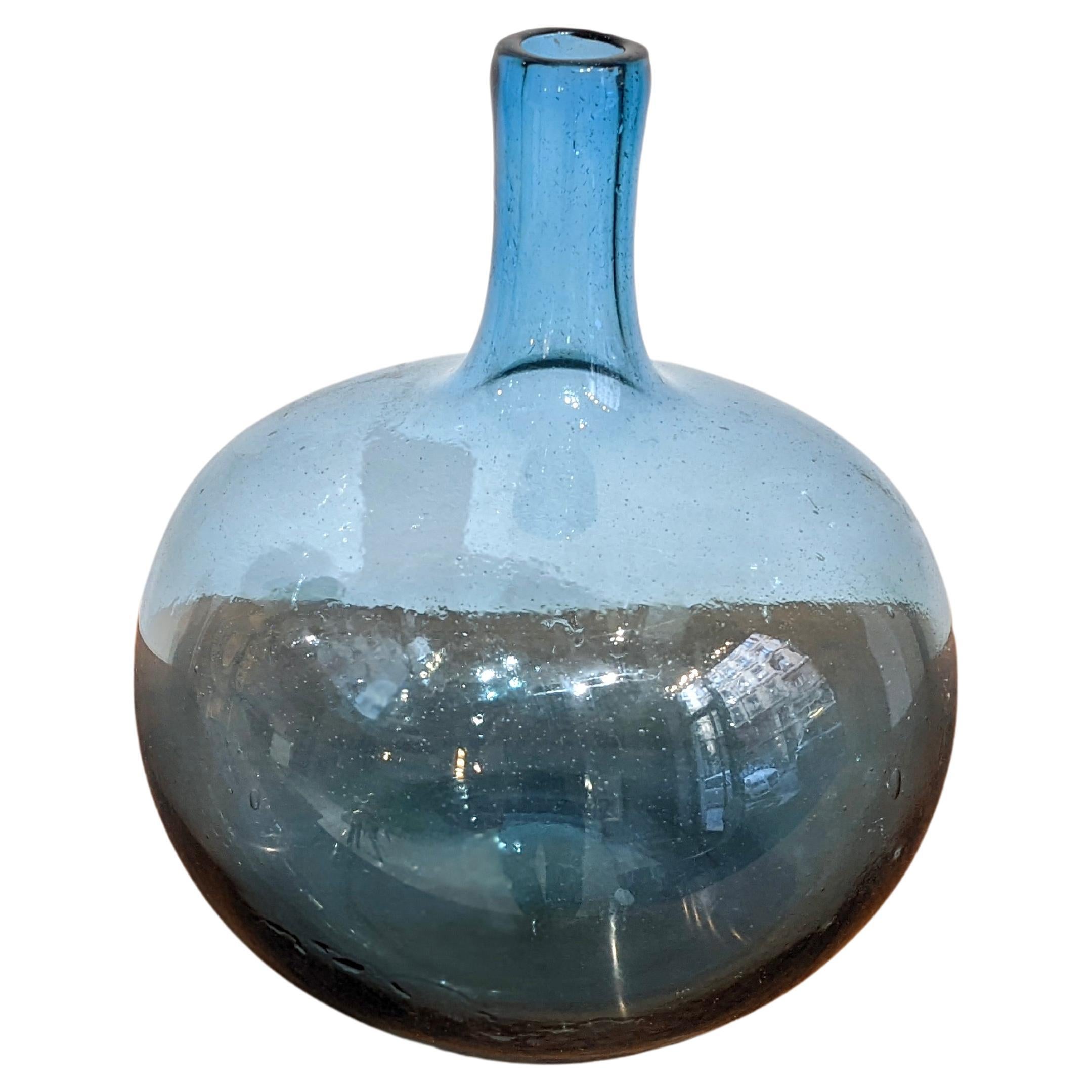 Blue glass vase, Claude Morin For Sale
