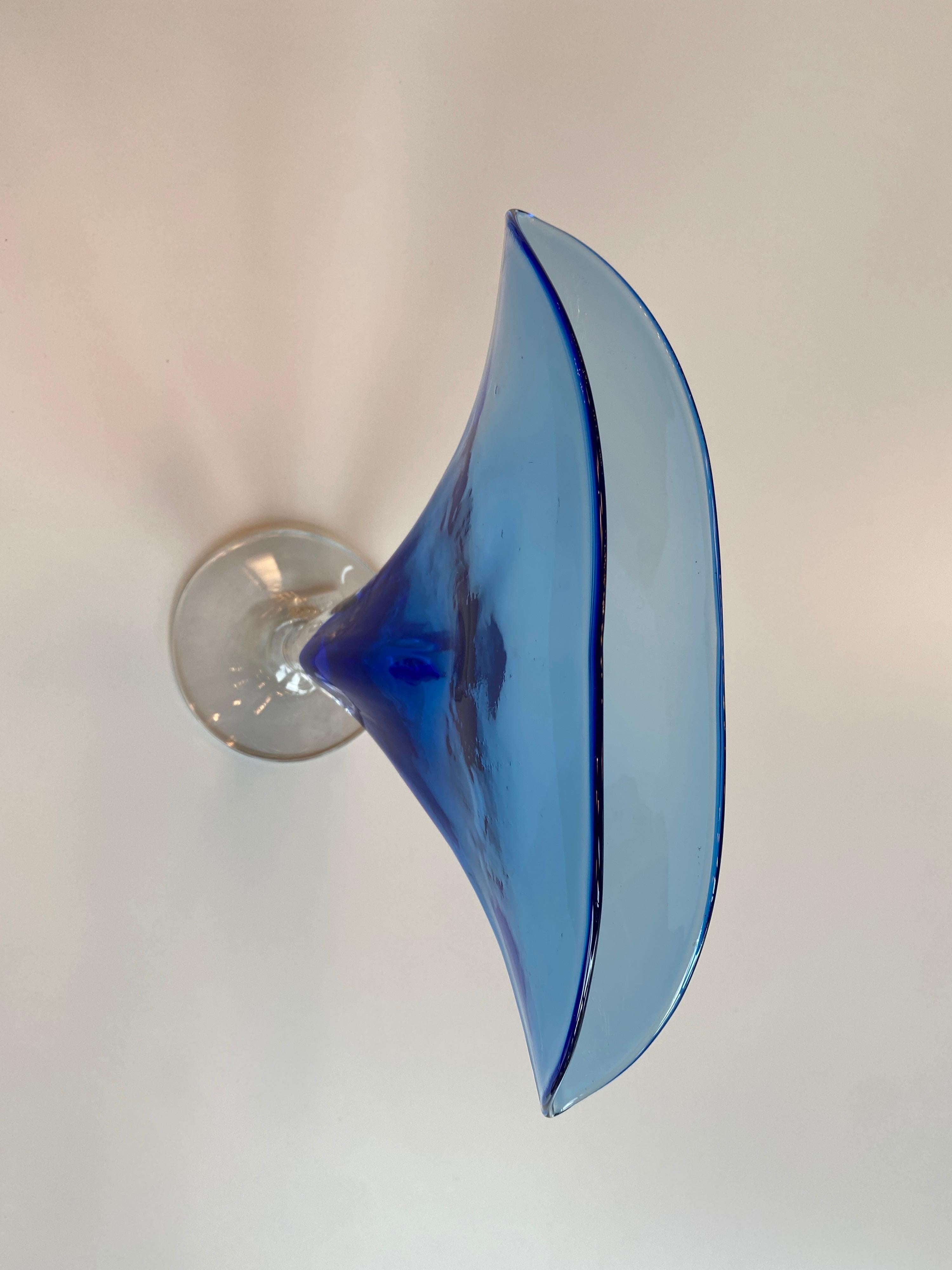 Blue Glass Vase In Good Condition In Bridgehampton, NY