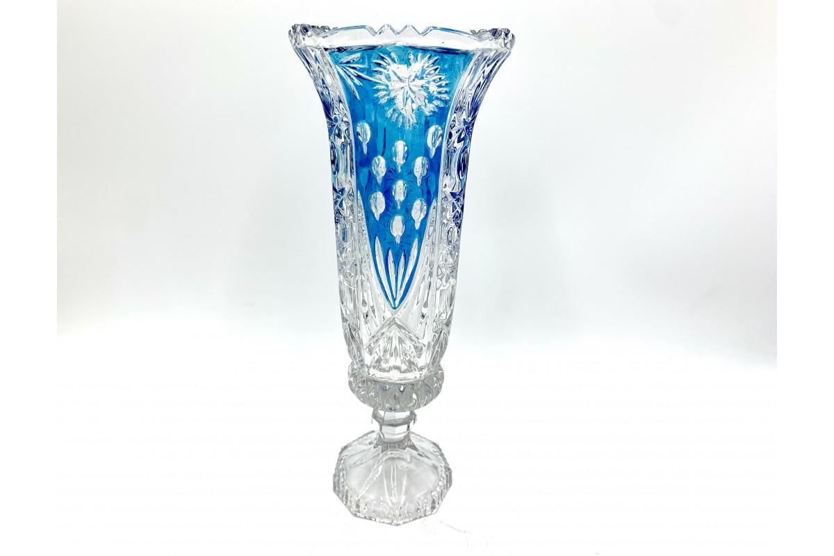 Blue Glass Vase, Huta Anna, Germany, 1970s In Good Condition For Sale In Chorzów, PL