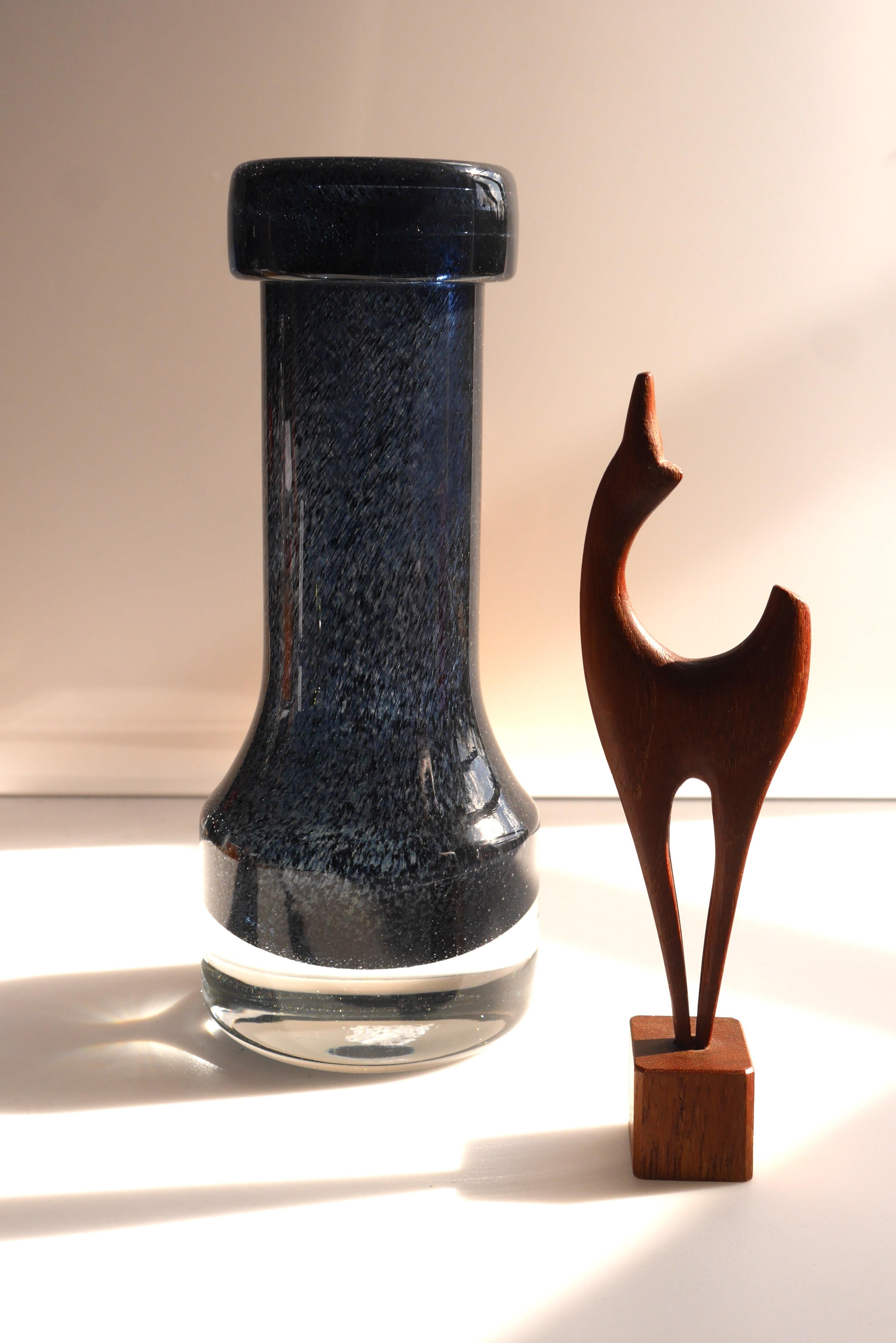 Mid-Century Modern Blue Glass Vase known as 