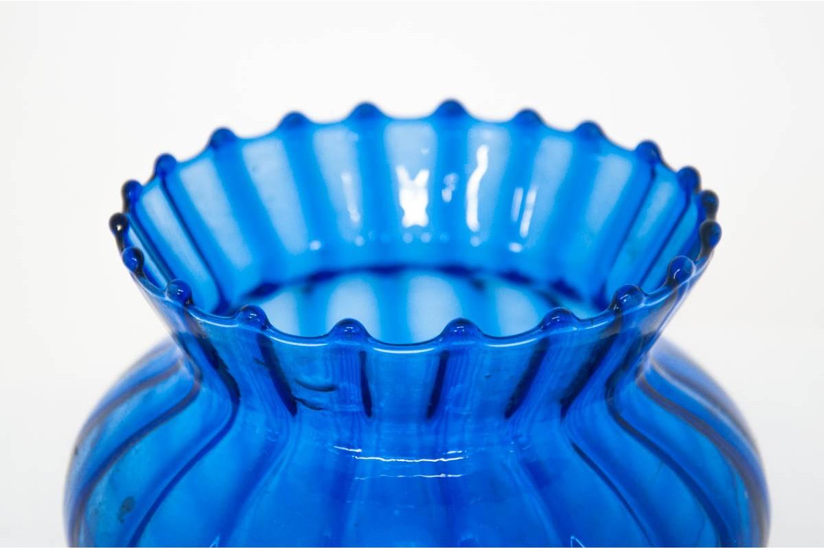 Mid-Century Modern Blue Glass Vase, Poland, 1970s