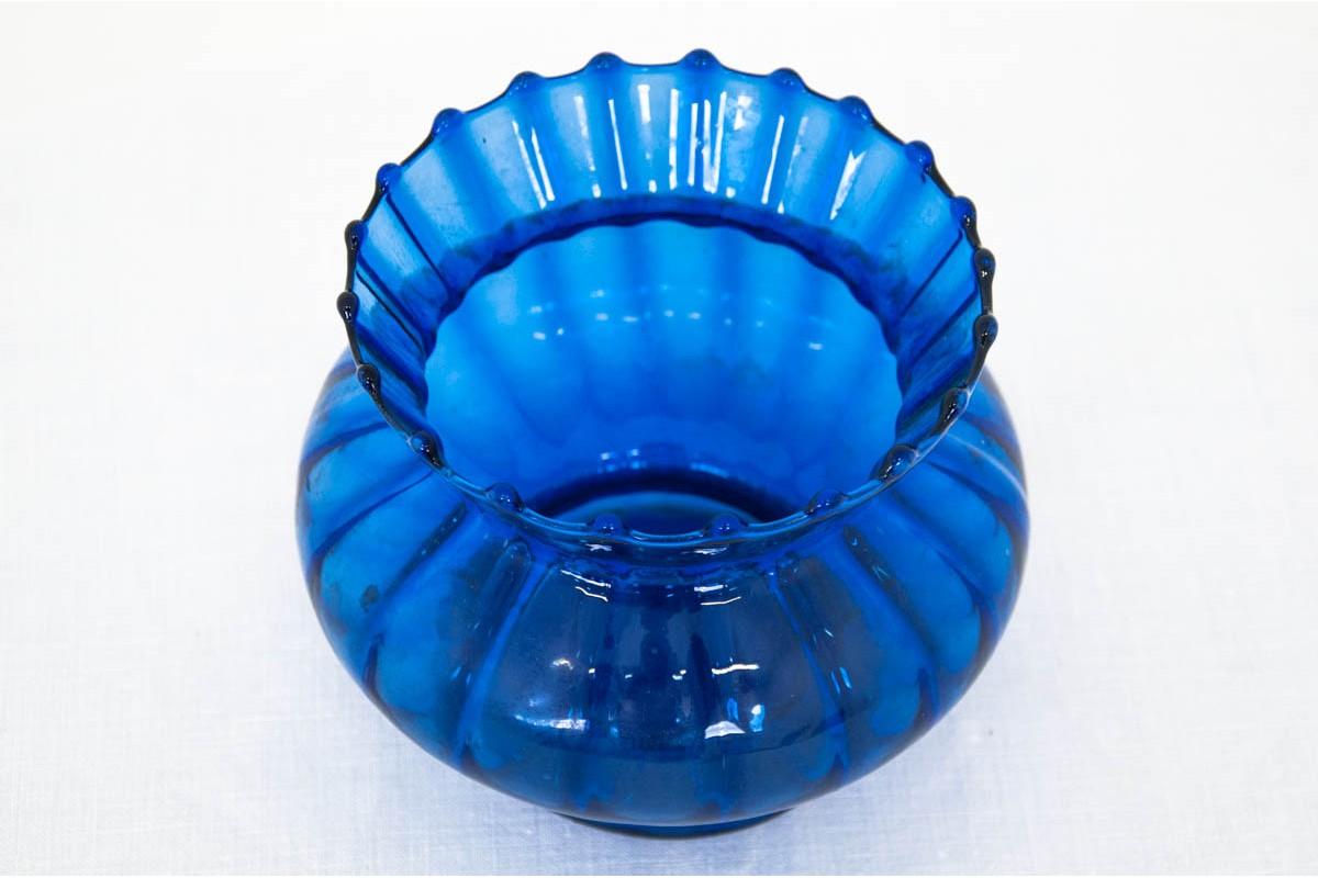 Polish Blue Glass Vase, Poland, 1970s