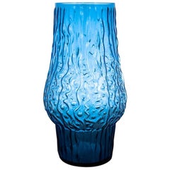 Blue Glass Vase, Poland, 1970s