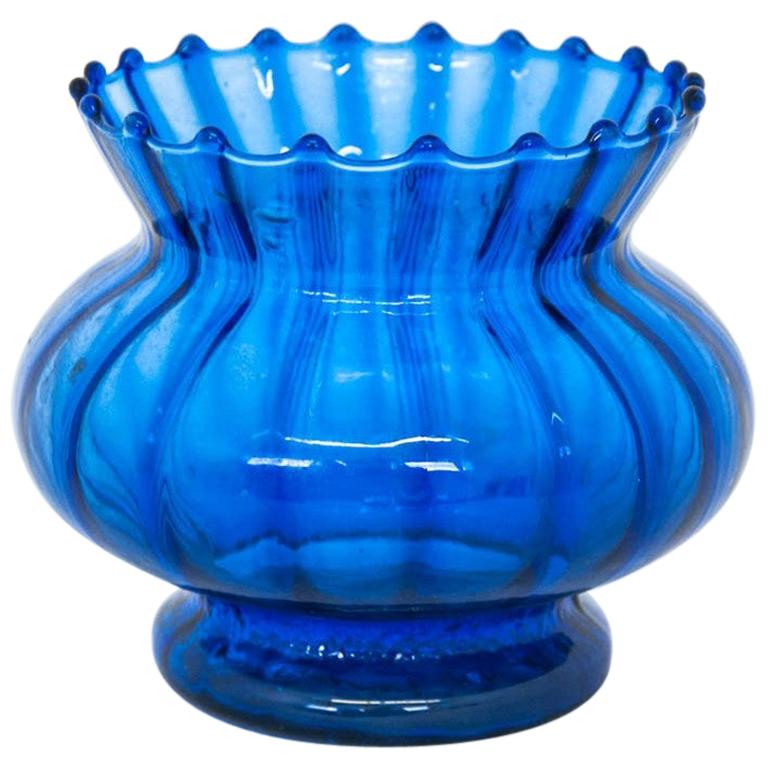 Blue Glass Vase, Poland, 1970s